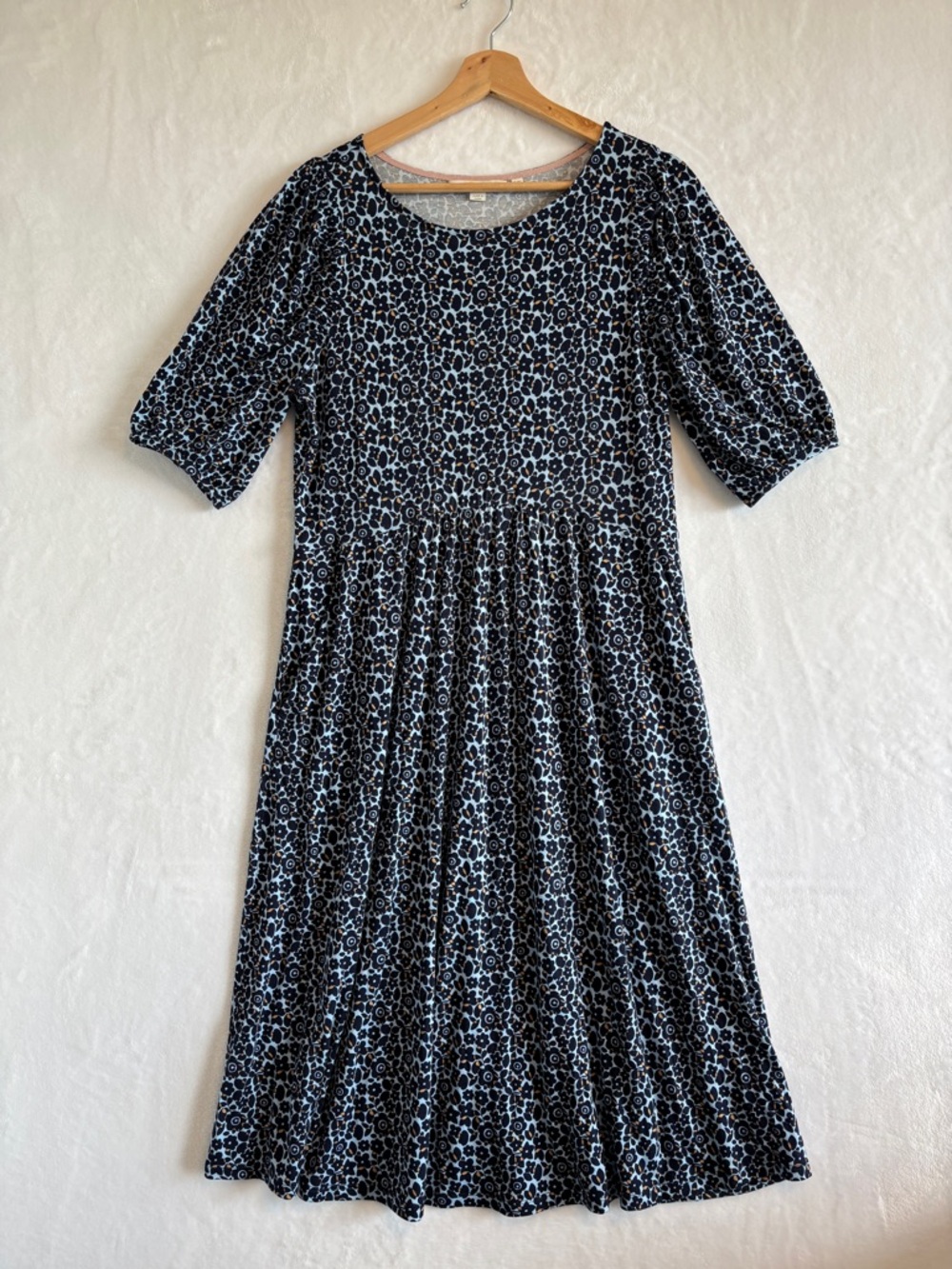 Boden blue floral jersey dress 10 Long